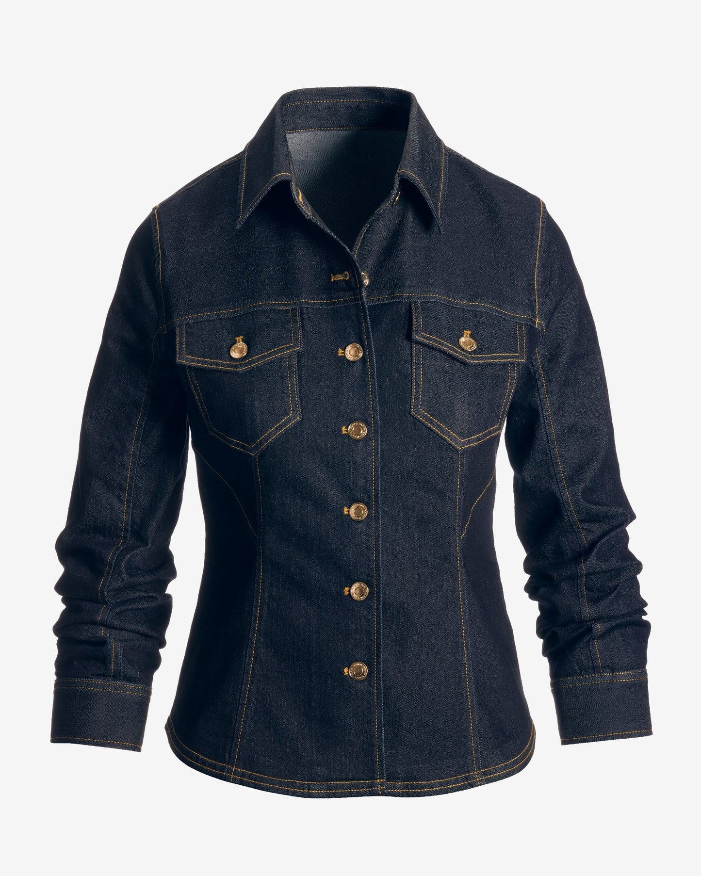Ruched Sleeve Shaped Denim Jacket Rinse