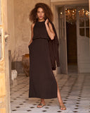 Luxe Lounge Blouson Maxi Dress Safari Brown