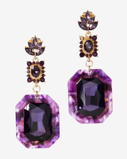 Marquise Crystal Drop Earring Purple