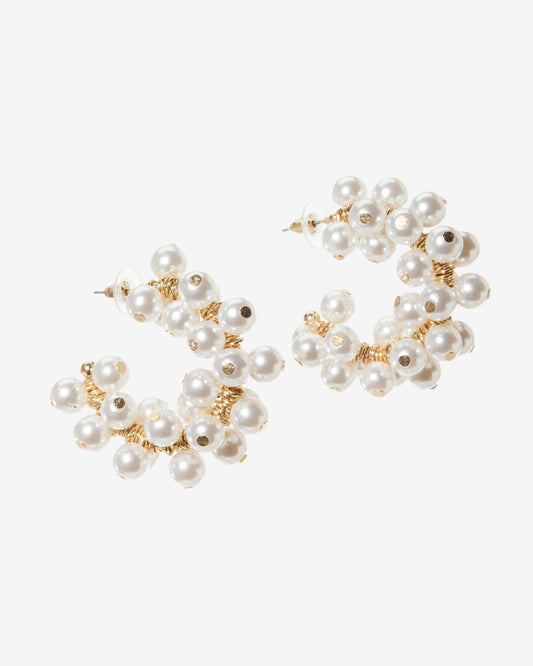 Pearl Hoop Earring White Pearl