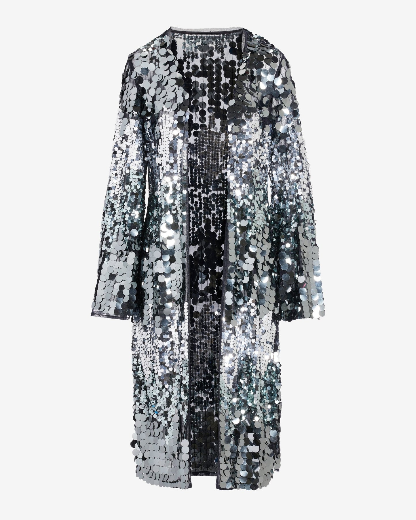 Paillette Bell Sleeve Duster Black Multi