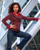 Double Breasted Tweed Moto Jacket Black Multi
