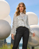 Mirror Sequin Blouse White Silver