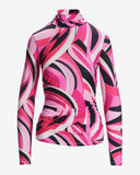 So Chic Abstract Printed Turtleneck Top Pink