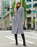 Houndstooth Shawl Collar Coat Black/White
