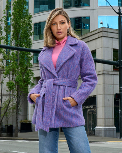 Multi Color Tie Waist Coat Pink/Blue
