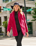 Shawl Collar Faux Fur Coat Cerise