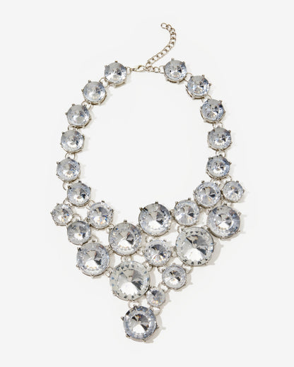Gem Statement Necklace Silver