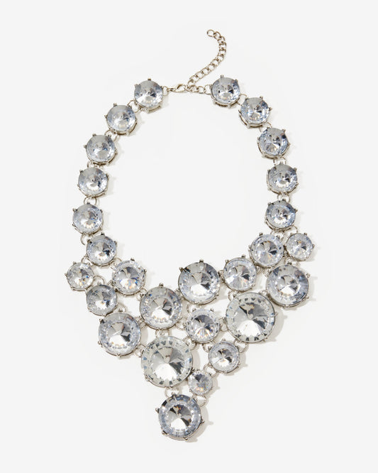 Gem Statement Necklace Silver