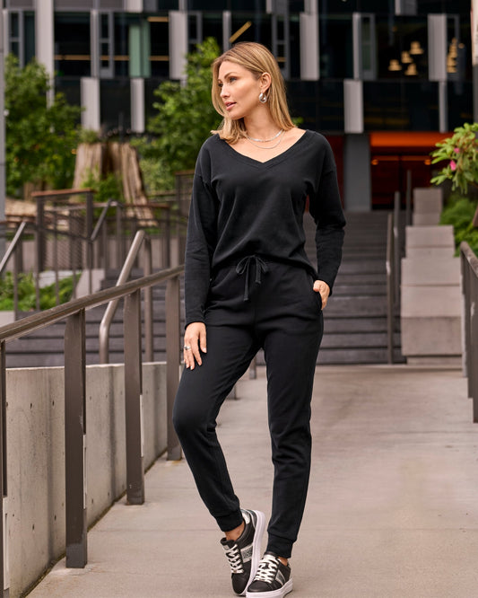 Cotton Comfort Drawstring Pocket Jogger Black