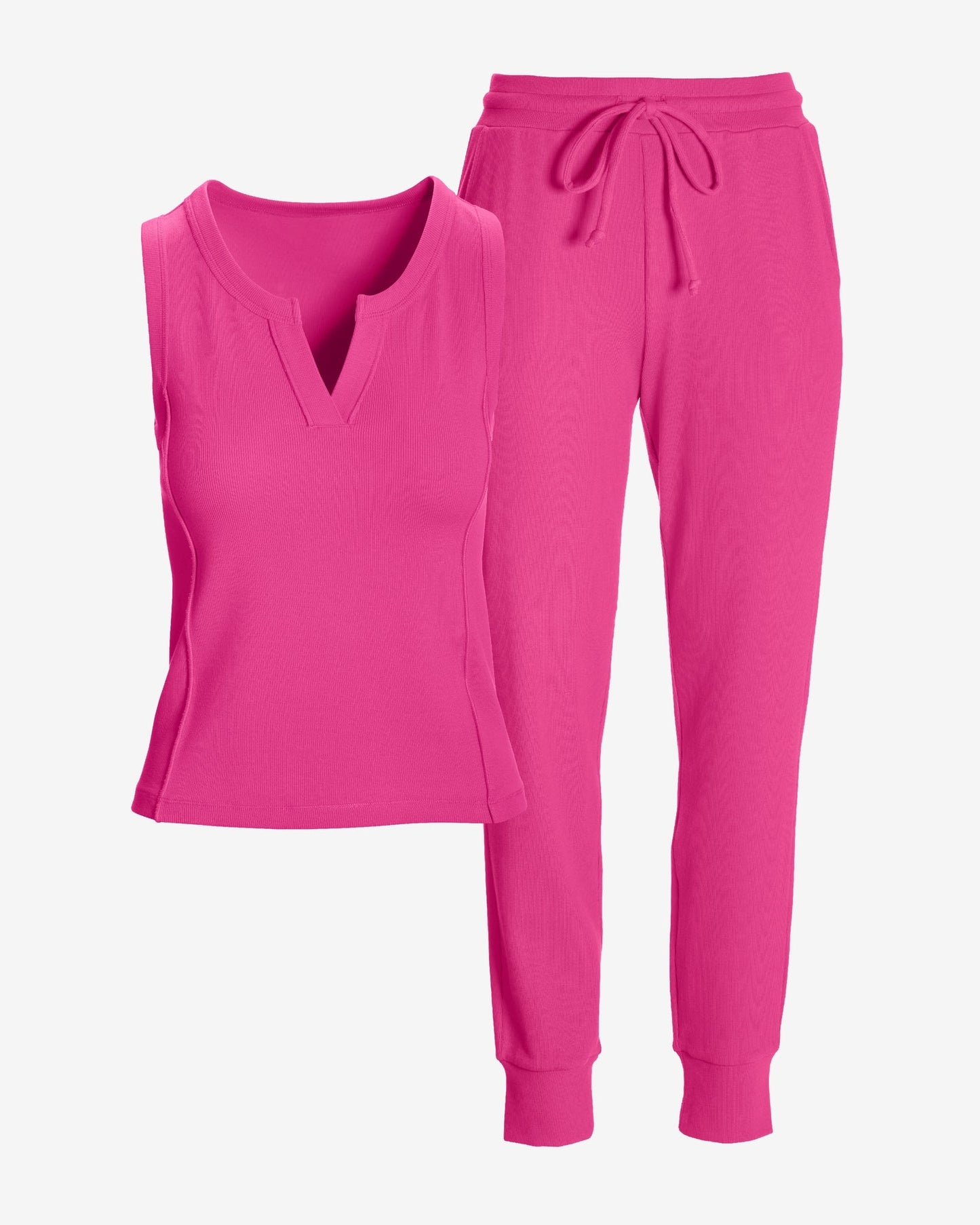 Ribbed Tank and Jogger Lounge Set Blossom