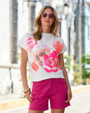 Floral Sequin Sweatshirt White Multi