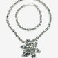 Metallic Large Flower Necklace Silver
