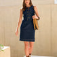 Sleeveless Lace Up Grommet Detail Denim Tunic Dress Rinse