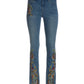 Paisley Embroidered And Embellished Denim Jean Medium Wash