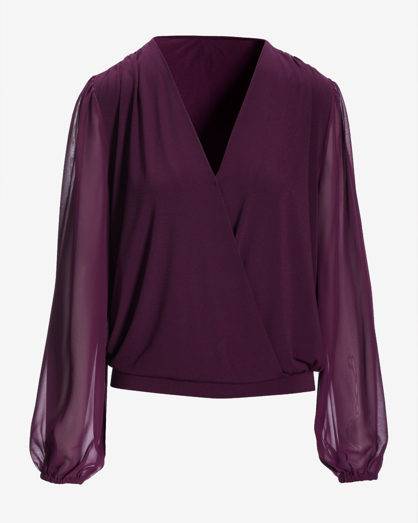 So Chic Chiffon Sleeve Surplice Top Potent Purple