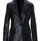 Leather Single Button Blazer Black
