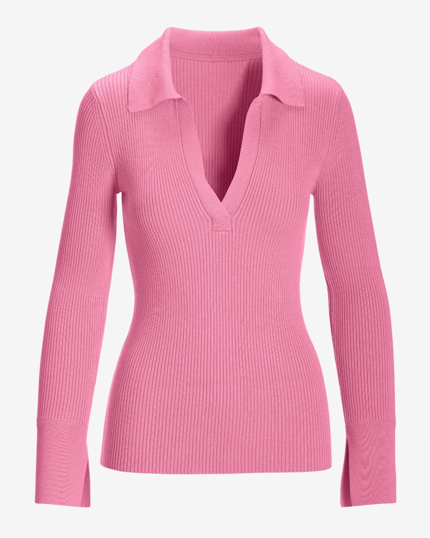 Ribbed Collar Sweater Sachet Pink