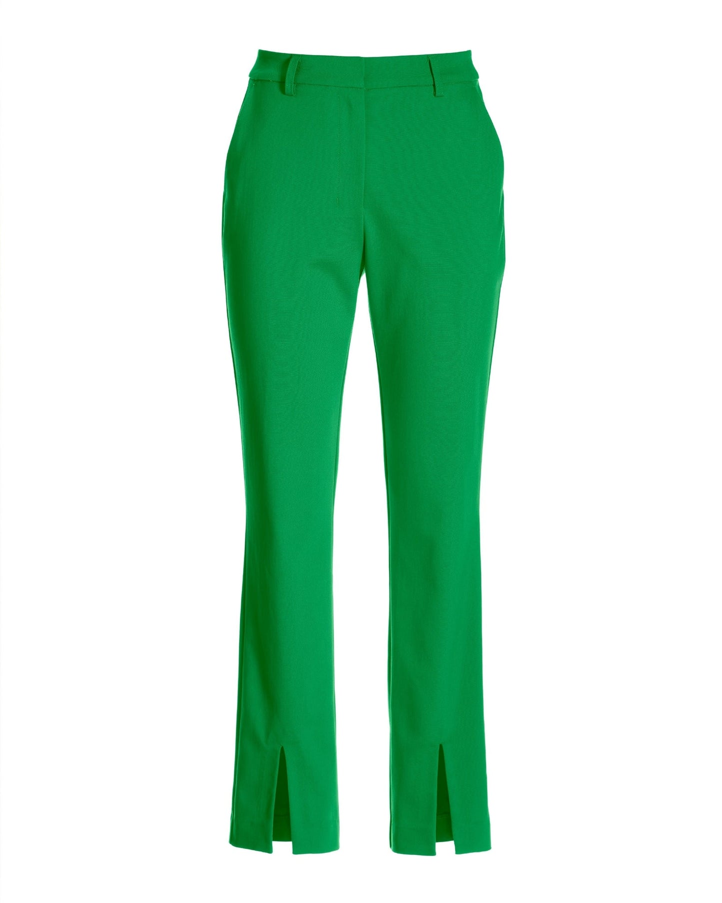 Newport Modern Slim Straight Leg Slit Front Trouser Pant Fern Green