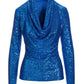 Sequin Cowl Neck Knit Top Classic Blue