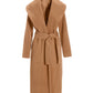 Shawl Collar Tie Waist Coat Camel