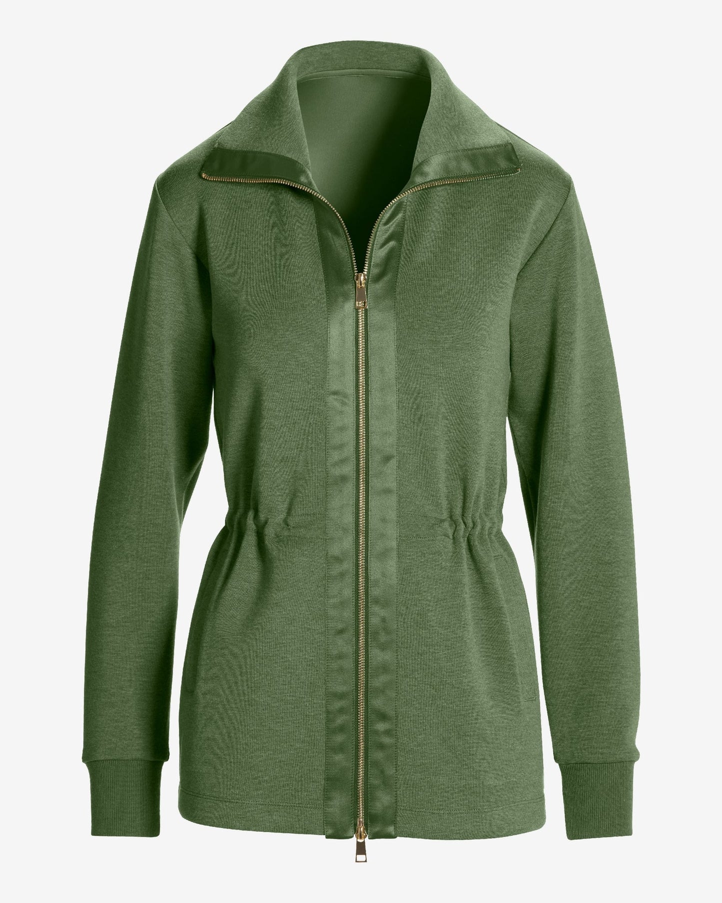 Luxe Lounge Zip Up Drawstring Sport Jacket Olive Night