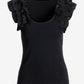 Linen Ruffle Ribbed Top Black