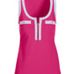 Scoop-Neck Color Block Zip Top Pink