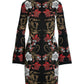 Mirrored Garden Print Intarsia Sweater Dress Black Multi