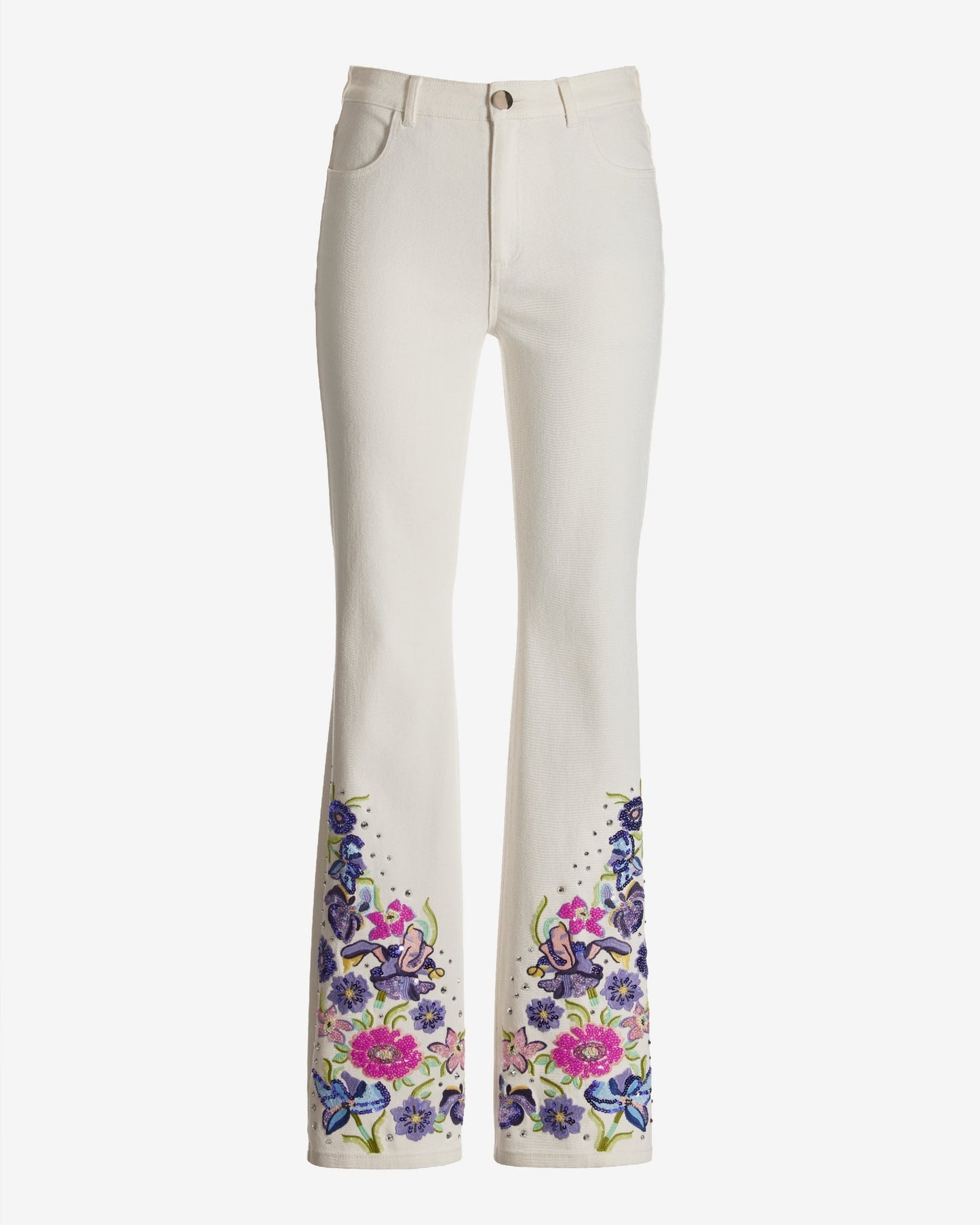 Monterey Floral Embellished Jean White Multi