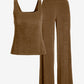 Beach Terry Square Neck and Wide Leg Pant Set Toasted Coconut