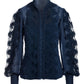 Lace Inset Drama Sleeve Shirt Navy