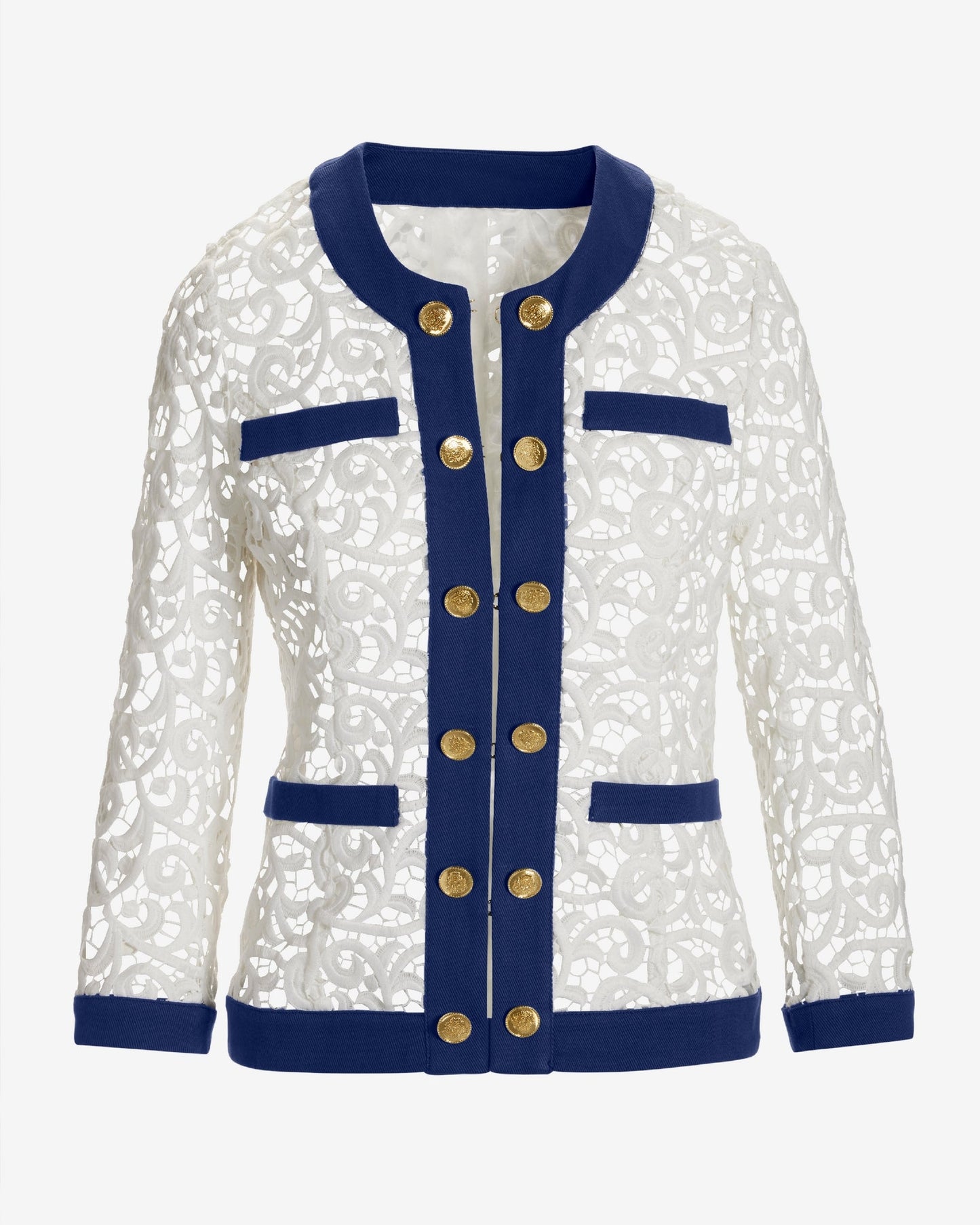 Lace Parisian Grommet Jacket White Multi