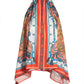 Regal Isla Print Halter Handkerchief Hem Charmeuse Blouse Orange