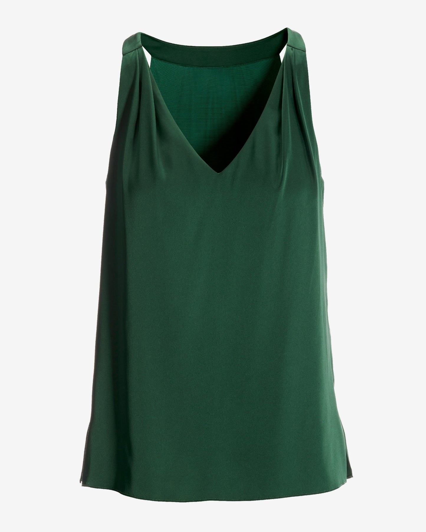 Nikki V-Neck Charmeuse Blouse Deep Emerald