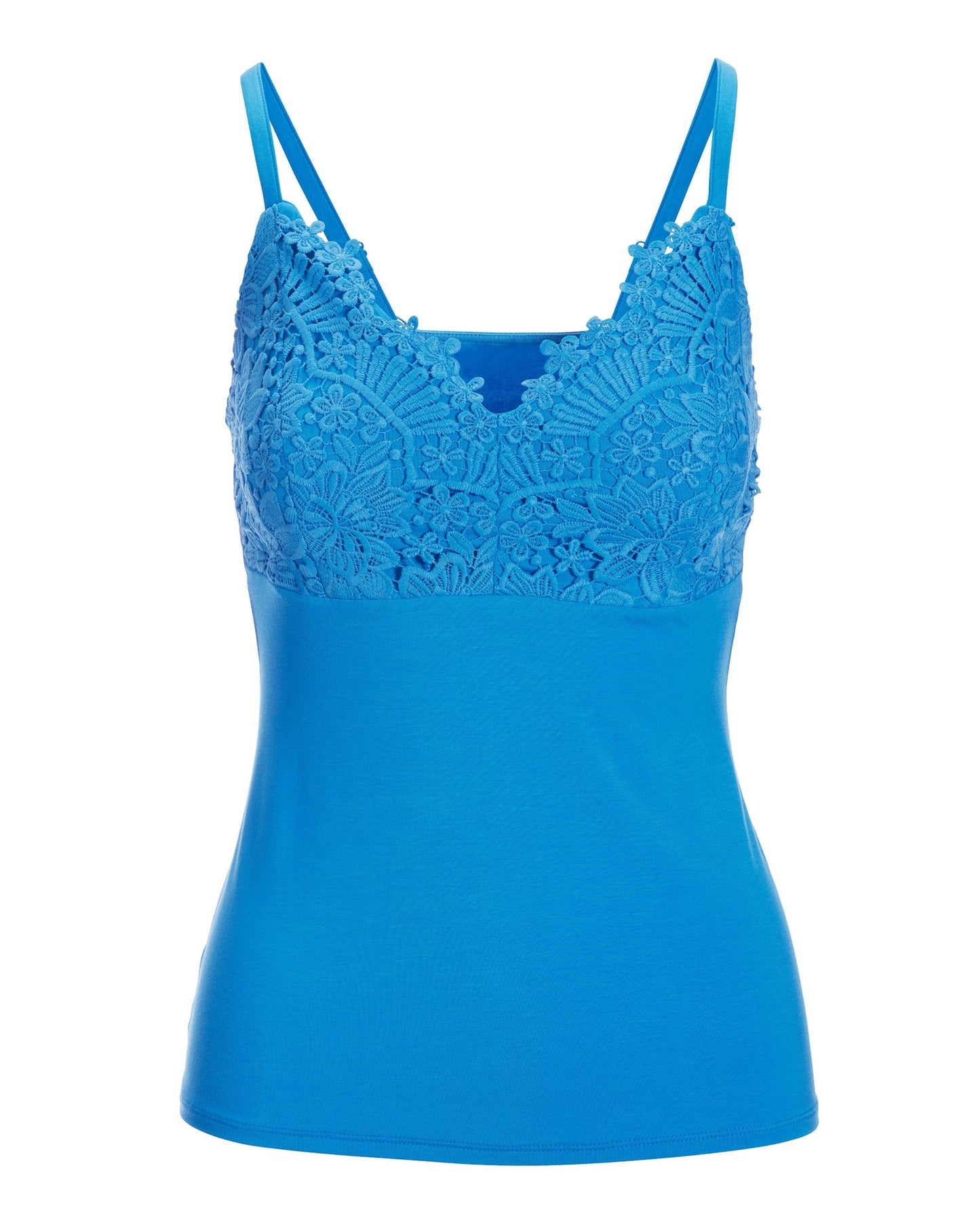 Lace Trim Cami Knit Top Blithe Blue