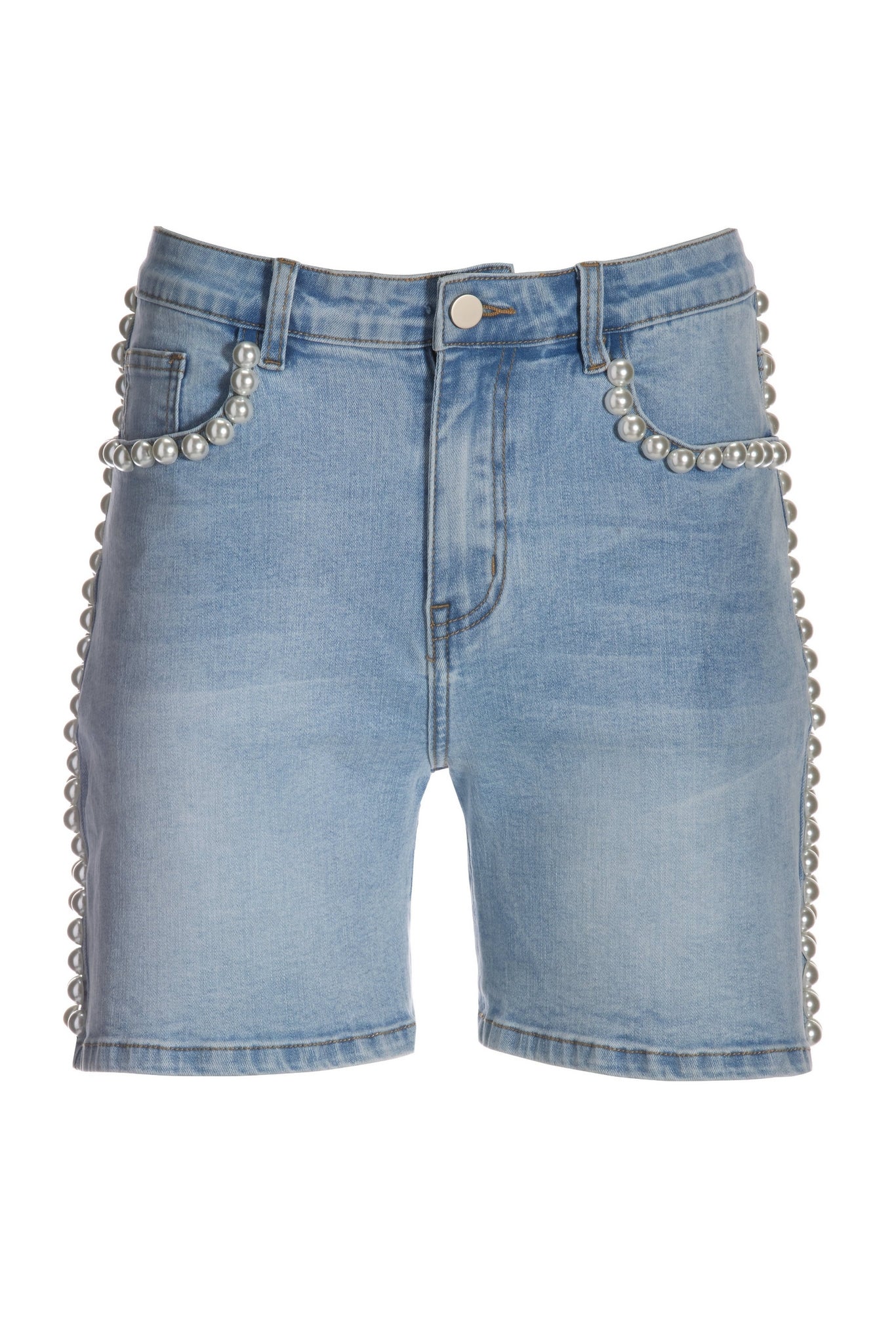Pearl Racerstripe denim short Light Wash