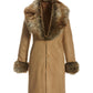 Faux Fur Trim Faux Suede Coat Camel