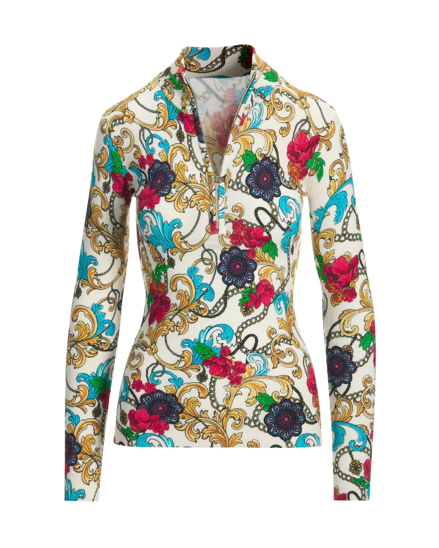 Medallion Chains Half-Zip Sweater Multi