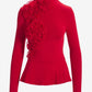 Mock Neck Chiffon Peplum Top Racing Red