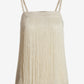 Pearl Embellished Fringe Knit Top Off White