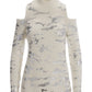 Foil Camo Cold-Shoulder Sweater Off White Silver