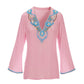 Shell Embellished V-Neck Tunic Top Almond Blossom