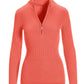Ribbed Half Zip Up Sweater Deep Sea Coral