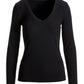 So Essential Ribbed V Neck Long Sleeve Top Proper Black