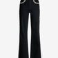 Malibu Embellished Crystal Trim Palazzo Jean True Black