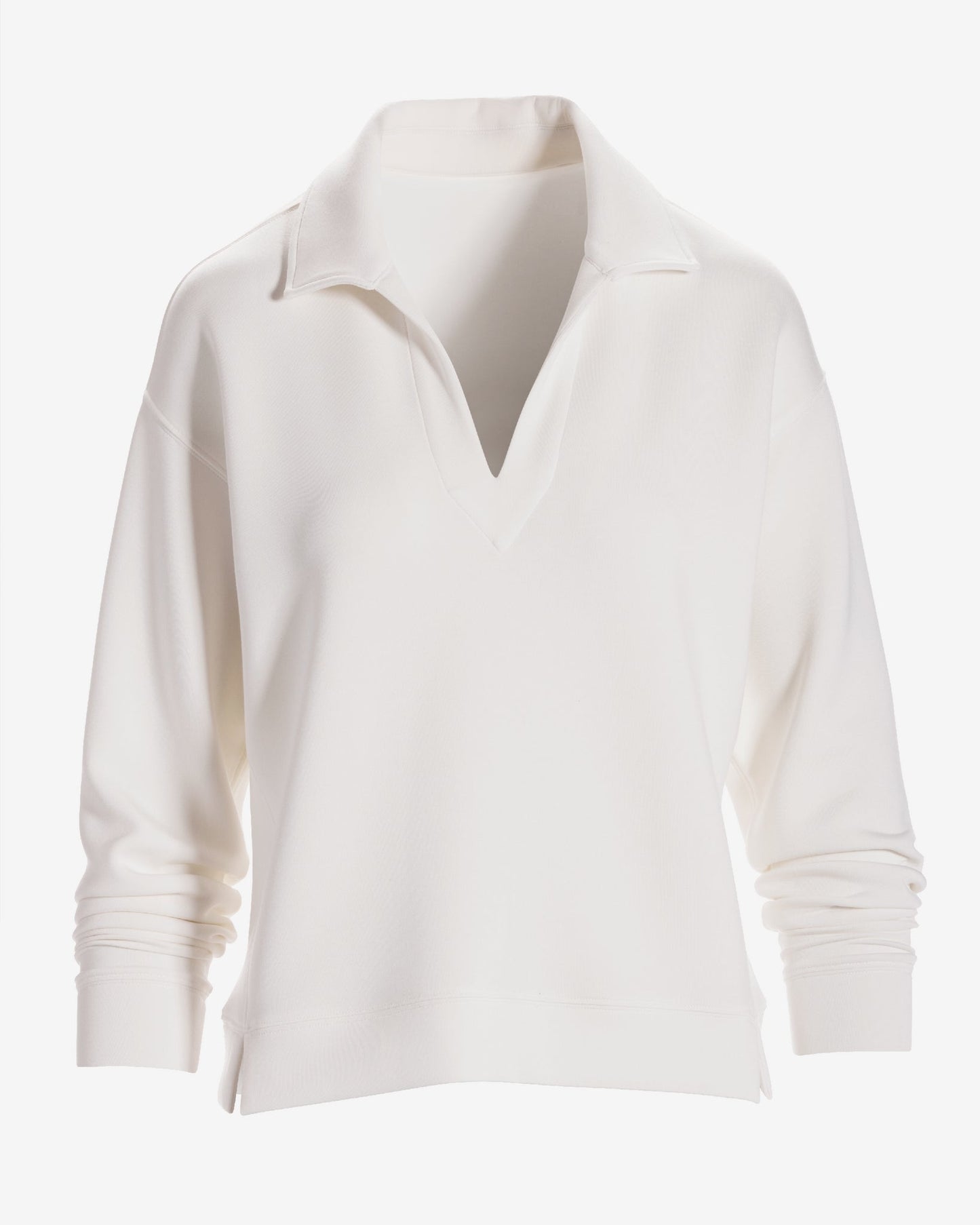 Luxe Lounge Collared Long Sleeve Sweatshirt Off White