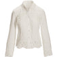Crochet Trim Button-Up Shirt White