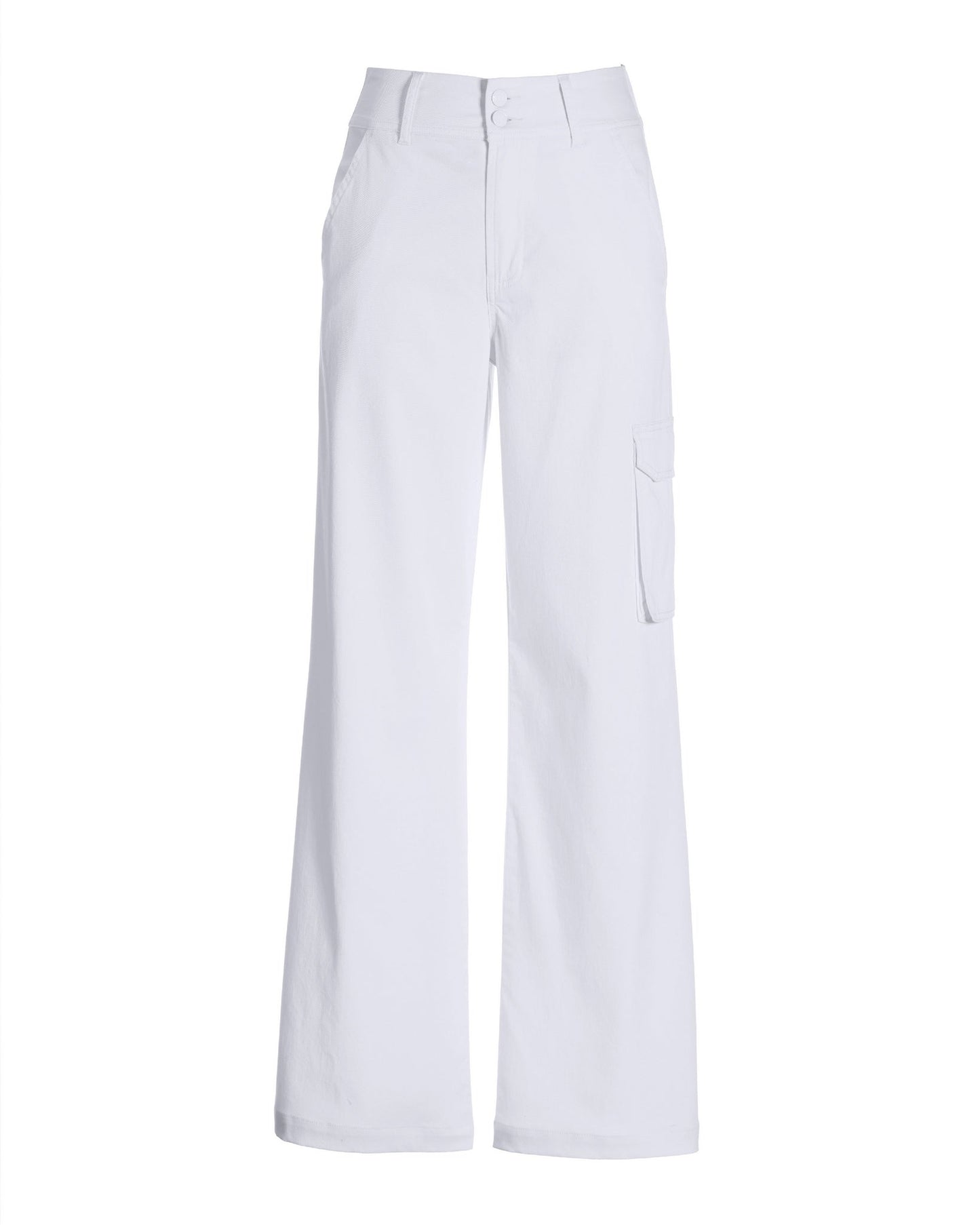 Malibu High Waist Wide Leg Cargo Pant White