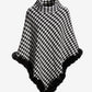 Faux Fur Trim Houndstooth Sweater Poncho Park City Houndstooth